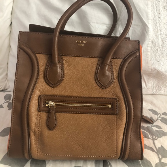 Celine Nano Lugagge Tote in Brown and Orange - Picture 8 of 8